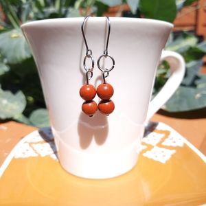 Red Jasper Stone Dangle Earrings